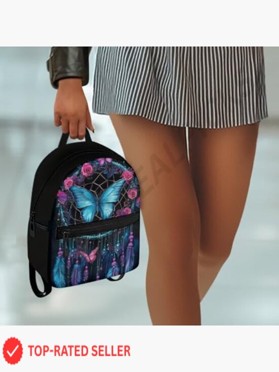 Dreamcatcher Butterfly Mini Backpack Trendy Lightweight Daypack RFID Blocking